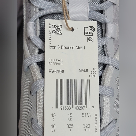 Adidas Icon 6 Bounce Mid TPU Baseball Cleats Gray Men’s Size Multi FV6198 New main image 10